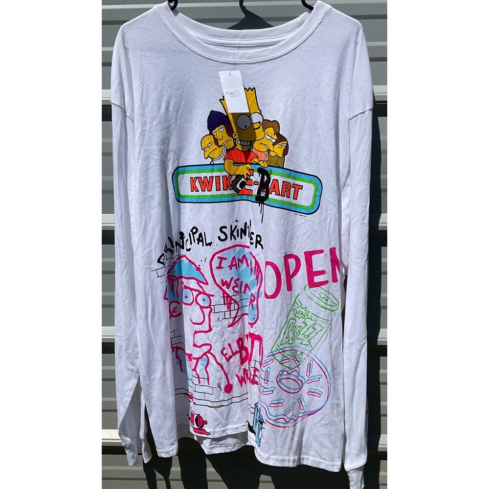 NWT rue21 The Simpsons Kwik-E-Mart Graffiti Graphic Long Sleeve Shirt XXL - Picture 2 of 7